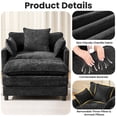 thumbnail image 6 of Accent Chair with Ottoman, Legahome 40"Wide Oversized Chenille Upholstered Lounge Chair, Comfy Reading Armchair with 3 Pillows, Barrel Chair Reading Chair for Living Room Bedroom, Black, 6 of 8