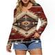 thumbnail image 3 of TaTaai Retro Printed T-Shirt Soft Loose Women's Fashion Casual Western Print Round Neck Long Sleeve Button Detail Spring Daily Versatile Top Gift, 3 of 5