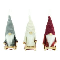 Northlight Plush Sledding Gnomes Christmas Figurine Ornaments - 5.25" - Set of 3