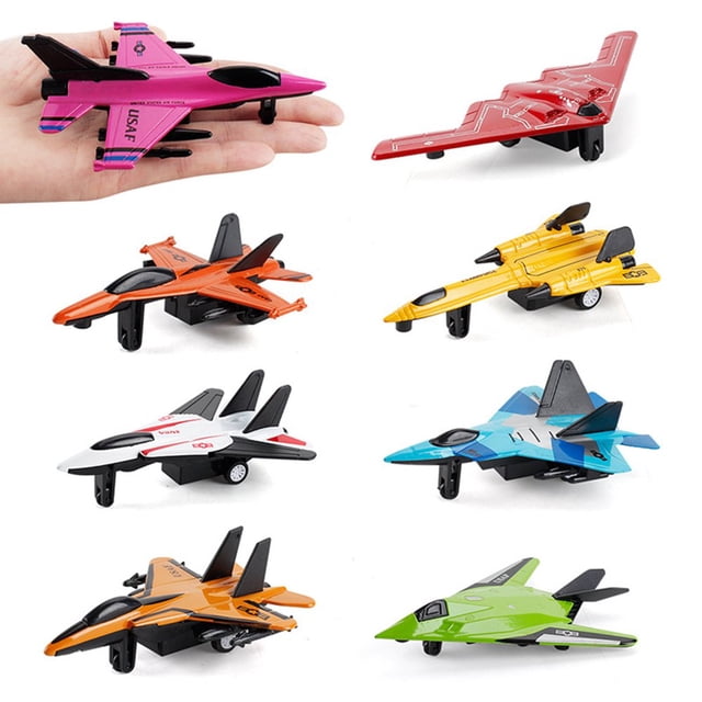 Pull Back Airplane 4Pcs Simulation Mini Plastic Hand-eye Coordination Pull Back Airplane Model Toys for Kids