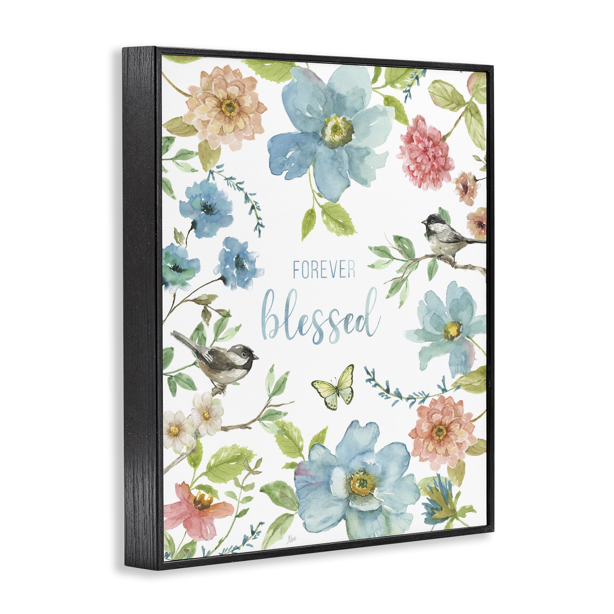 Stupell Industries Forever Blessed Pink & Blue Black Framed Giclee Art, design by Nan