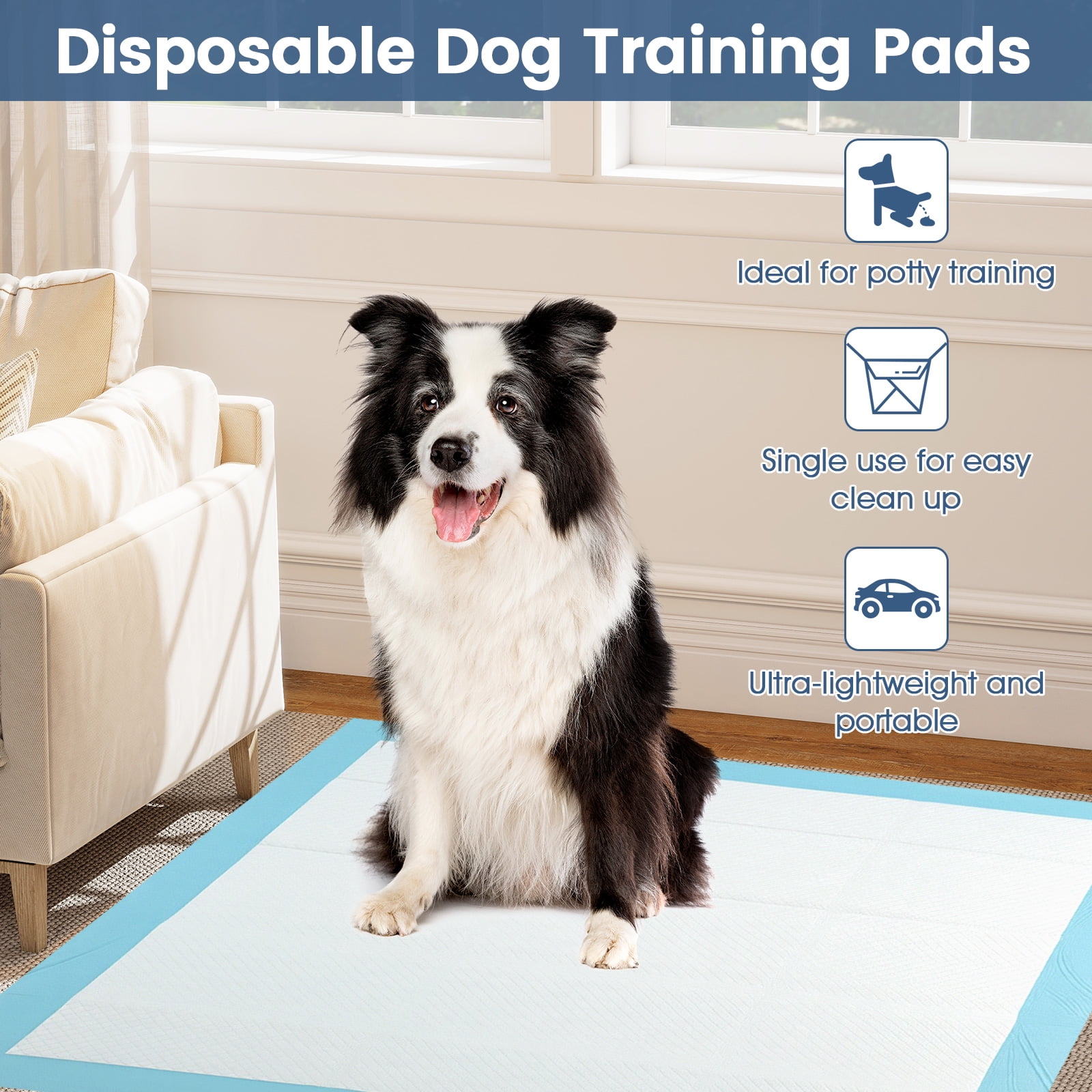 Gymax 36''x 36''(200 Counts) Dog Potty Training Pads Puppy Pee Pads w/ Quick-Drying