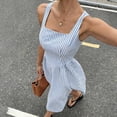 thumbnail image 6 of DHFJKG Summer Midi Dresses For Women Striped Square Neck Casual Sleeveless Swing A Line Dress Wedding Guest Dress, 6 of 9