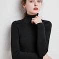 thumbnail image 4 of Suéter de mujer Otoño e Invierno Suéter de lana engrosado Cuello alto Jersey de barra de tiro Solapa corta Camisa de base de punto entallada, 4 of 6