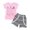 Pink, variant on Vedolay Girls Summer Shorts Sets Toddler Girls Shorts Outfits Print Ruffle T-Shirt Tops Short Summer Clothes Set,Pink 4-5 Years