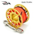 thumbnail image 3 of Mantenga el carrete de buceo Reel Portátil Color sólido Poliéster Reeles Pesca de freedivismo Accesorios submarinos con gancho de doble extremo dorado 30m Eigraketly OD003289-03, 3 of 7