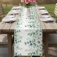 thumbnail image 4 of Green Eucalyptus Leaves Table Runner - 108 Inch Long Summer Botanical Watercolor Daisy Cotton and Linen Blended Dress Scarves Farmhouse Table Runner for Kitchen Dining, Coffee Table, 13" x 108", 4 of 8