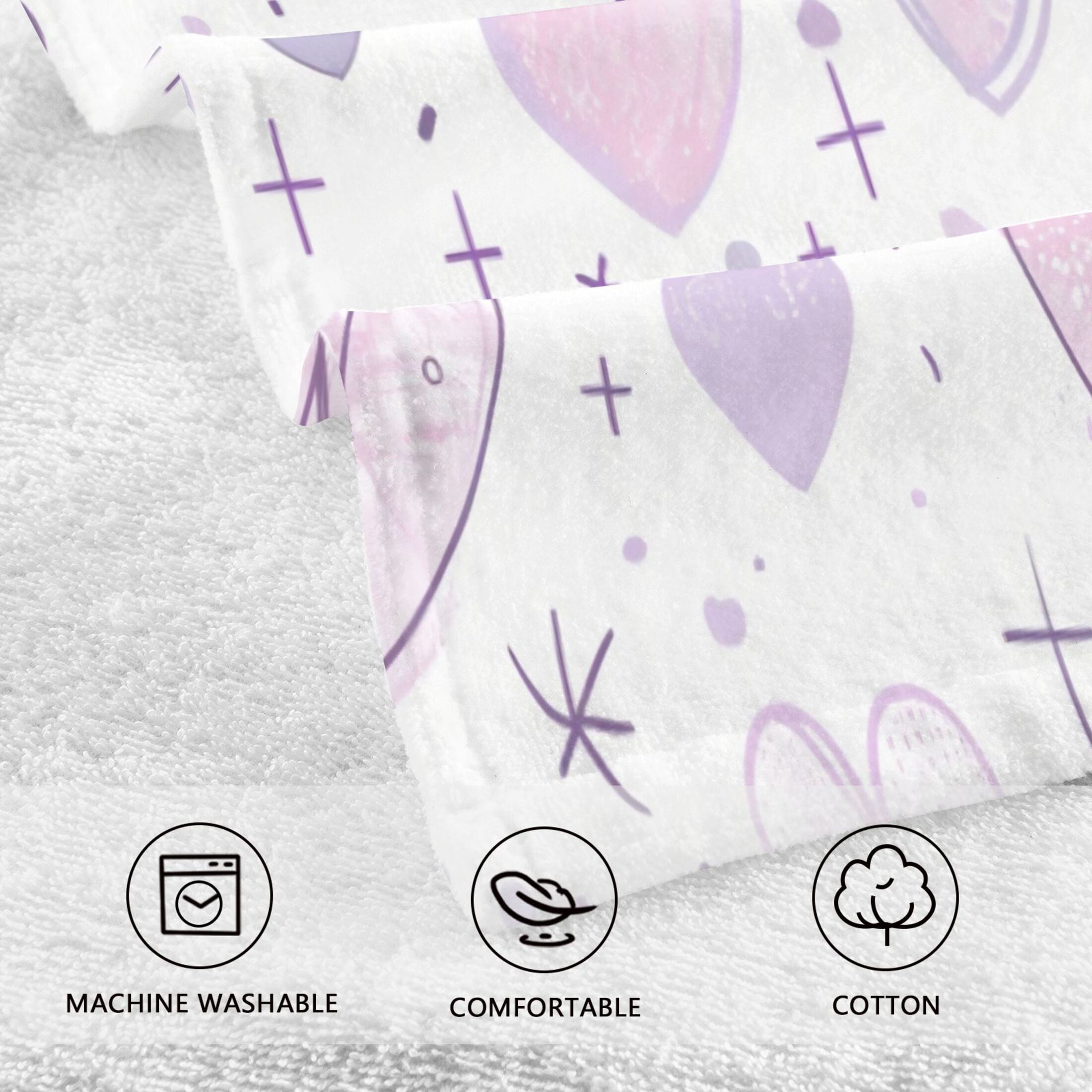 Cotton Towel Two-Piece 16x28 Inch One Sizex2 Face Towel Set Towel Set Cotton Hand Bath Towel Bathroom Beach Purple Heart