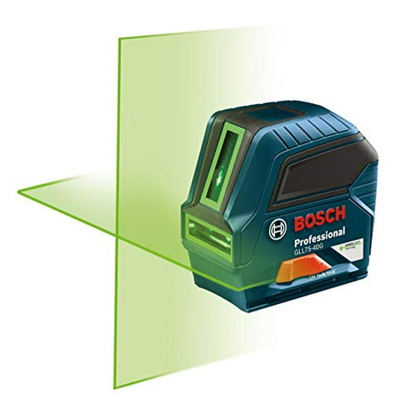 BOSCH GLL75-40G 75ft Green-Beam Self-Leveling Cross-Line Laser with VisiMax Technology, L-Bracket Adjustable Mounting Device and Carrying Pouch , Red