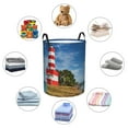 thumbnail image 4 of Gukieu Lighthous Print Round Dirty Clothes Bag, Waterproof Standing Home Bathroom Storage Basket Car Trunk Storage Bag-Small, 4 of 6