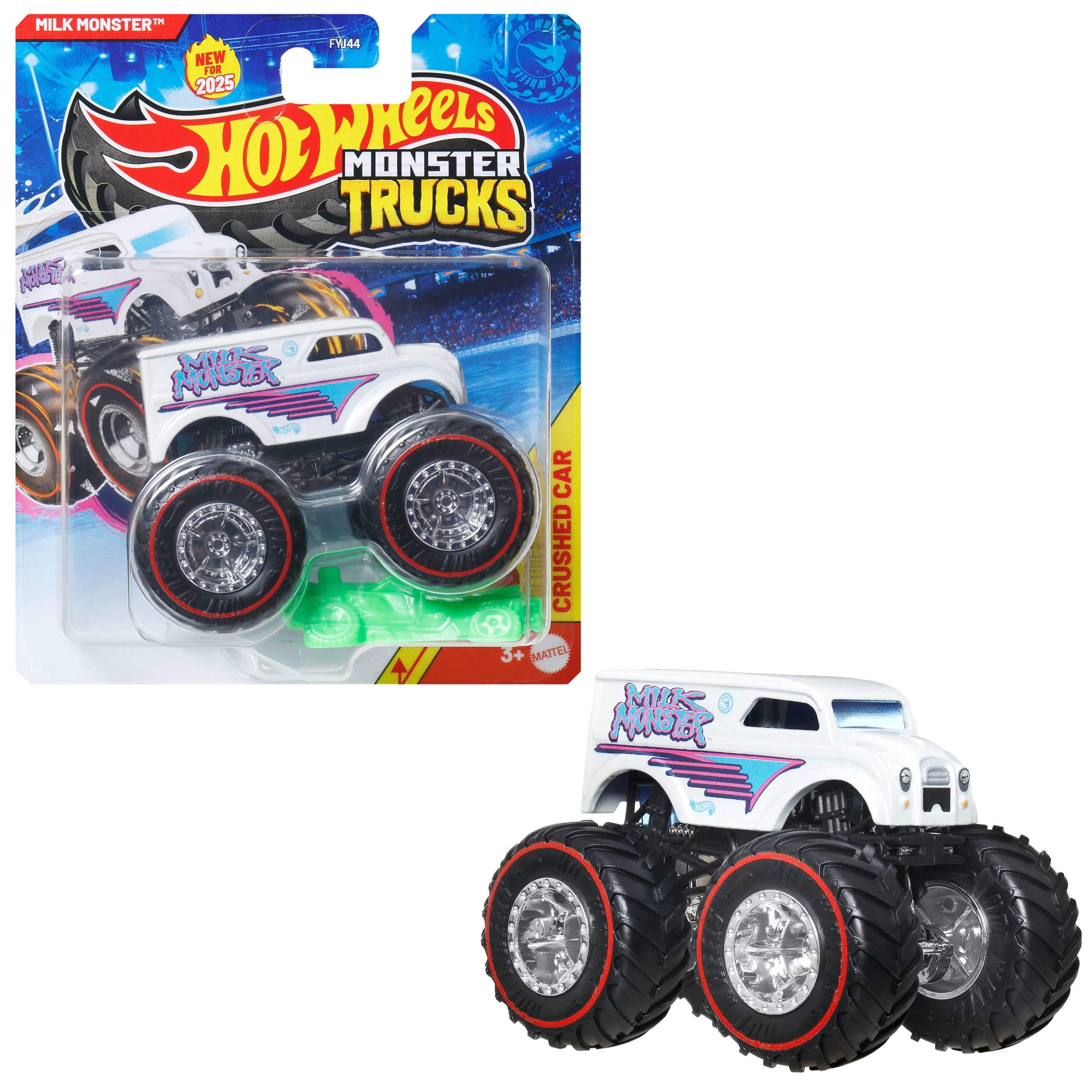 Hot Wheels Monster Trucks, 1:64 Scale Toy Truck & 1 Crushable Car (Styles & Colors May Vary, Items May Not Be Pictured)
