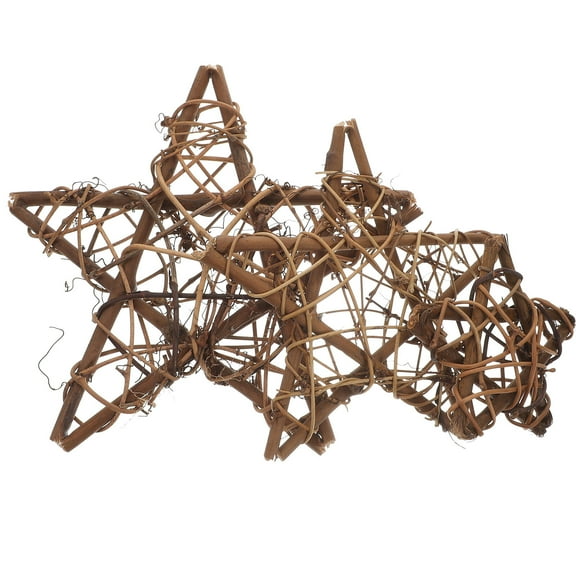 3pcs Star Shaped DIY Rattan Wreath Handmade Craft Supplies for Creative Projects