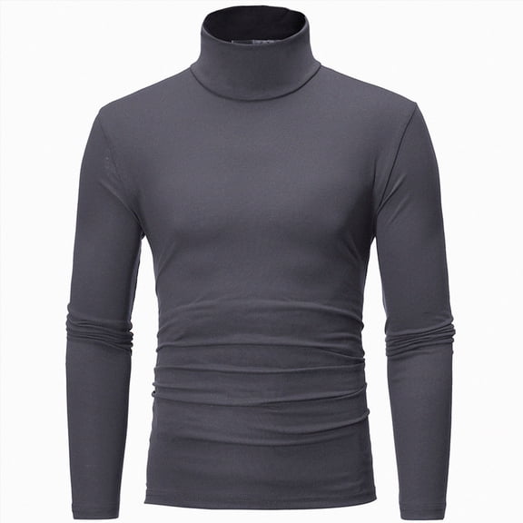 Leey-World Mens Turtleneck Shirts Slim Fit Shirt Tops Lightweight Pullover Thermal Sweater Casual Long Sleeve Shirt(Dark Gray,XL)