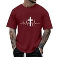 thumbnail image 2 of Stamzod Mens T-Shirts Short Sleeve Print Crew Neck Tee Shirts Mens Workout Pullover Casual Tops Wine B S, 2 of 5