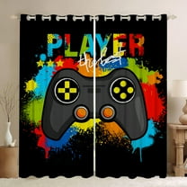Gaming Game Controller Blackout Curtains - Colorful Gamer Gamepad Decor for Kids Boys Teens Teenager Bedroom Home Living Room Darkening Grommet Window Drapes 2 Panel Set, 52"x63"