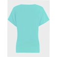 thumbnail image 2 of Women's V Neck T Shirts Casual Rolled Short Sleeve Side Split Summer Tops Loose Fit, 2 of 5
