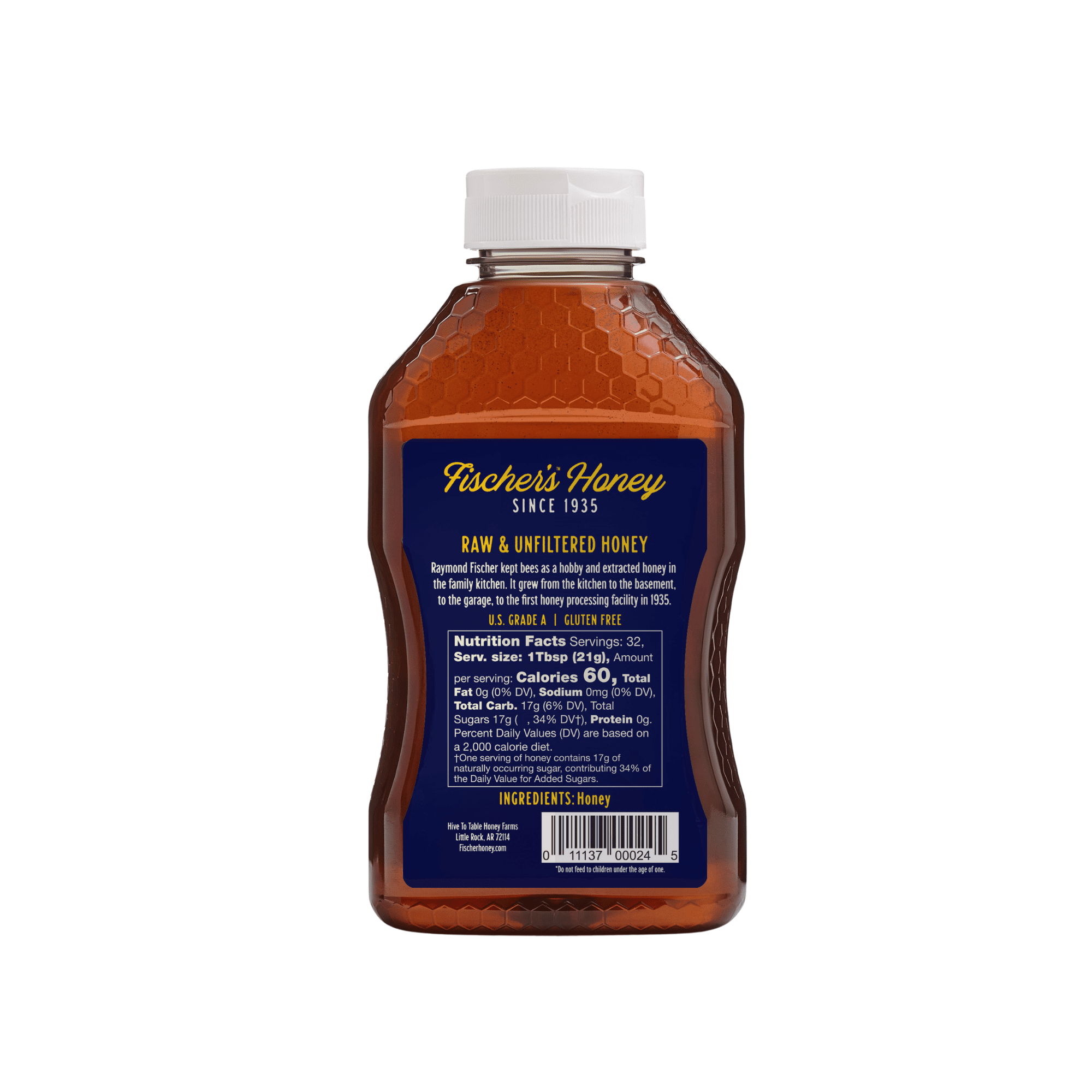 (12 pack) Fischers Honey, 24oz Raw and Unfiltered, Premium, Pure, Squeeze Bottle