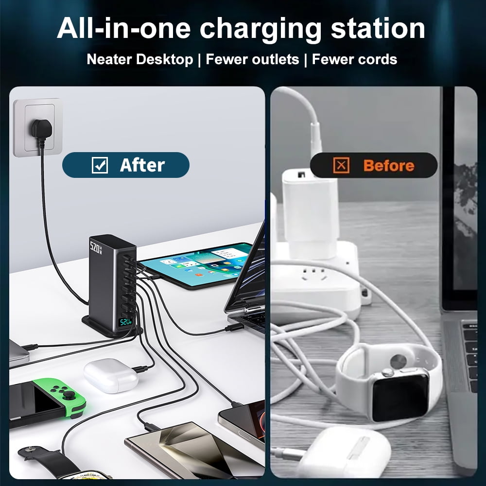 GANNECT Charging Station 8-Ports Docking Station, 520W