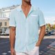 thumbnail image 2 of Camisa de manga corta con botones para hombre - Cárdigan informal con bolsillos huecos - Tejido ligero de poliéster - Corte holgado, se recomienda elegir una talla menos - Tallas S-XXXL, 2 of 5