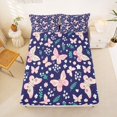 thumbnail image 5 of Manfei Cartoon Butterfly Floral Bed Sheets,Heart Leaf Full Size Sheets,4 Pieces,1 Flat Sheet,1 Fitted Sheet and 2 Pillowcases, 5 of 6