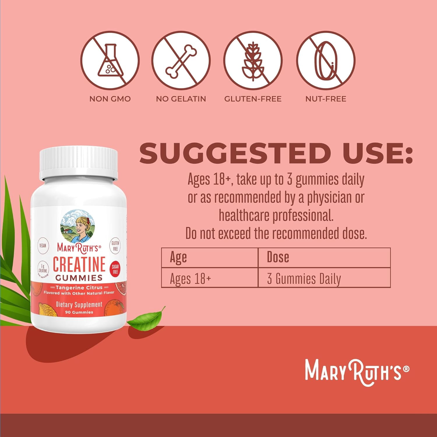 MaryRuth's Creatine Gummies, Tangerine Citrus 90 ct
