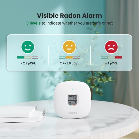 Inkbird Radon Detector, Alpha Spectrometer Sensor, Battery Powered Radon Level Indicator