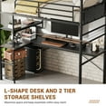 thumbnail image 4 of QinaQin Cama loft individual con escritorio en L, estructura metálica con barandal alto y escalera, ideal para recámara juvenil y ahorro de espacio, 4 of 7