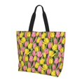 thumbnail image 2 of Fuzoiu Tulips Flowers Print Tote Bags for Women,Shoulder Bag, Gym Tote,Top Handle Ladies Shoulder Bags for Work Beach Travel and Shopping Grocery, 2 of 9