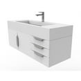 thumbnail image 3 of Nile 48" White Wood Floating Vanity with White Top and Chrome Trim, 3 of 8