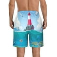 thumbnail image 3 of Kll Lighthouse Sea Port Men'S Casual Summer Beach Shorts Hawaiian Shorts With Pockets-Large, 3 of 9
