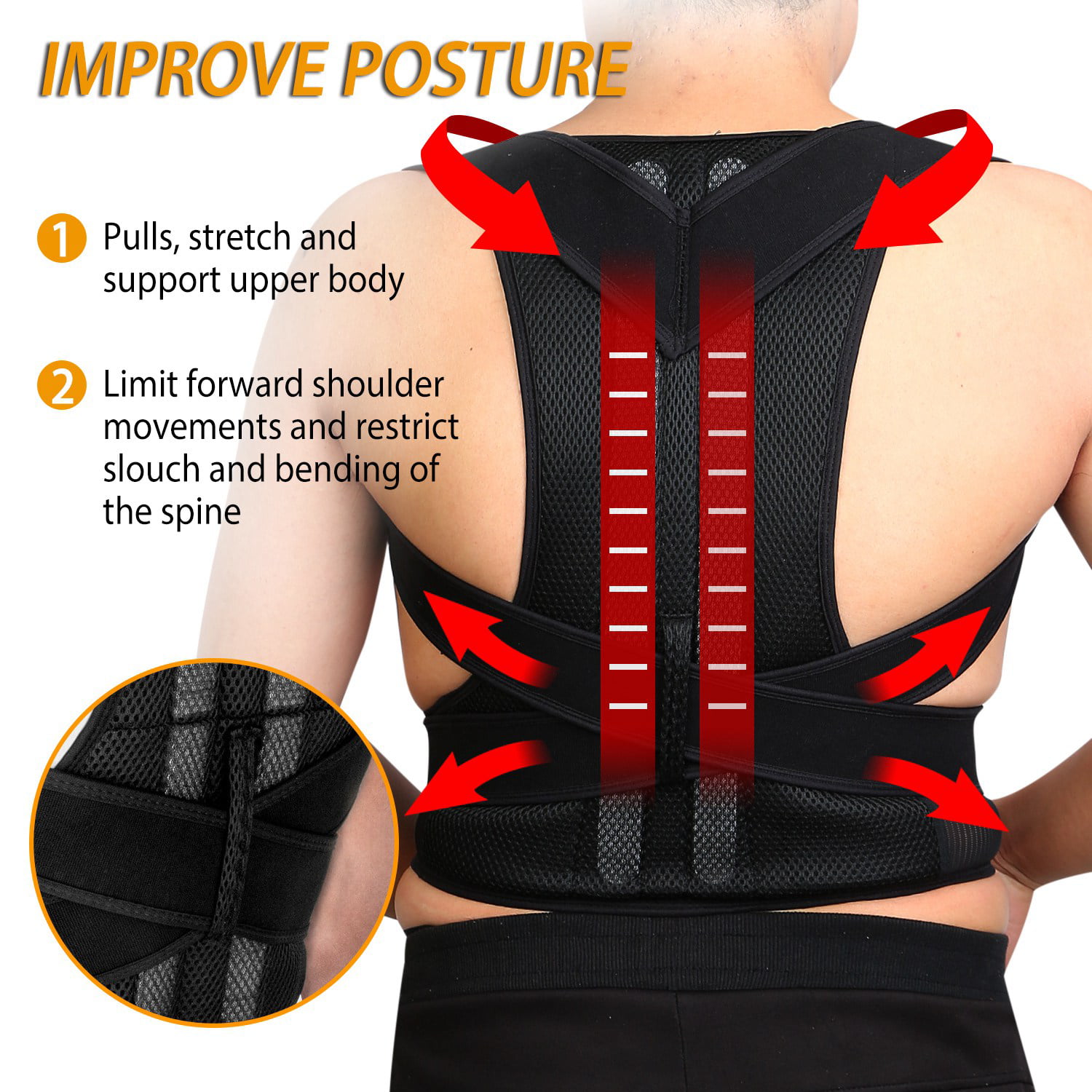 Medical Adjustable Clavicle Posture Corrector Upper Back Shoulder Lumbar  Support Belt Posture price in Egypt, Jumia Egypt