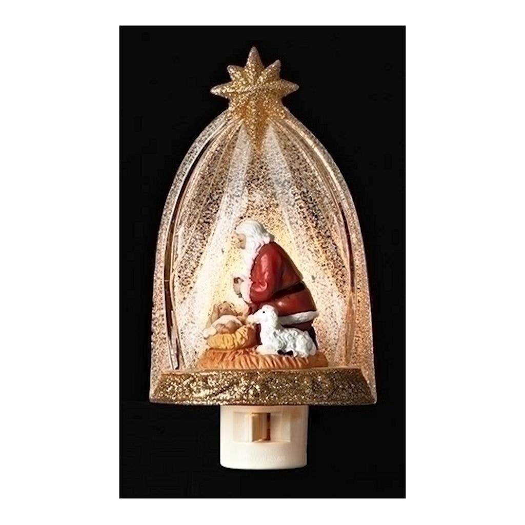 Christmas Kneeling Santa Night Light Plastic Jesus Lamb Nativity 164099 
