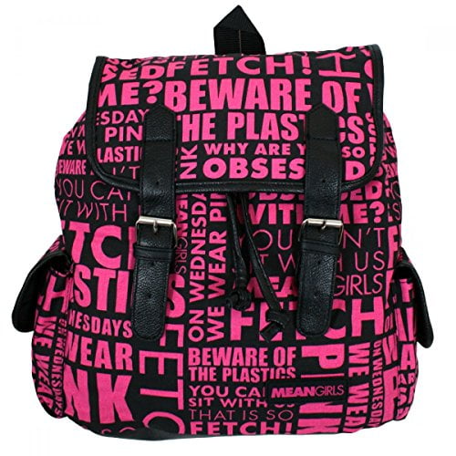 Mean Girls Movie Quotes Black Pink School Book Bag Backpack Walmart Com