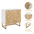 thumbnail image 5 of HOYUTO Modern White Storage Cabinet with Herringbone Wood Doors & Gold Metal Base - Accent Buffet Sideboard with Adjustable Shelves for Living Room, Dining Room, Entryway - 31.5"L x 15.7"W x 31.7"H, 5 of 13