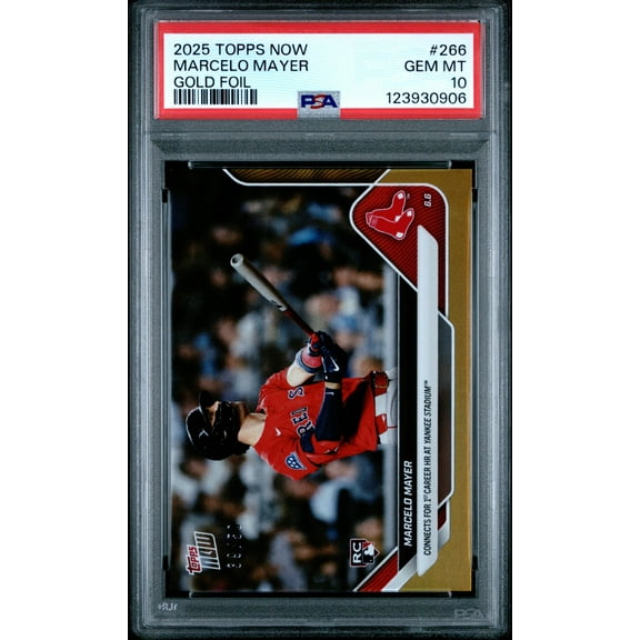 Graded 2025 Topps Now Marcelo Mayer #266 Gold Foil /50 Rookie RC Baseball Card PSA 10 Gem Mint