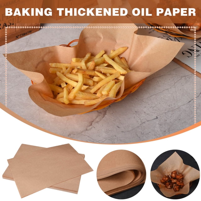 Xihbxyly Papel de Hornear Engrasado, Material Grueso a Prueba de Aceite, Revestimiento Antiadherente para Freidora, Perfecto para Pizza, Barbacoa, Bocadillos de Pollo, Horneado, Parrilla, Absorción d