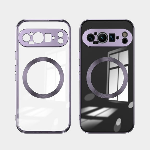 TECH CIRCLE Clear Case for Google Pixel 9 Pro, Pixel 9 Phone Case 6.3" (2024) - Magnetic Transparent Case with Camera Protection [Compatible with MagSafe] Slim Thin Lightweight TPU Case, Lightpurple