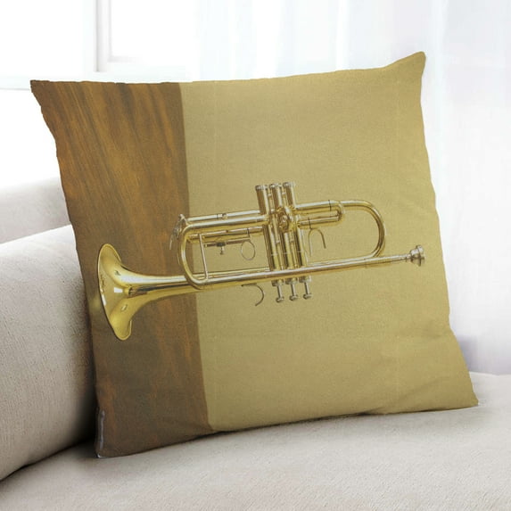 Ahgly Company Music Trumpet Indoor Throw Pillow, 18 inch by 18 inch