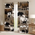thumbnail image 2 of Feelyou Rustic Bear Deer Curtains Pack of 2 (42x84 Each), Hunting Wildlife Curtains Blackout, Vintage Patchwork Plaid Bedroom Curtains, Window Curtains Decor, 2 of 6
