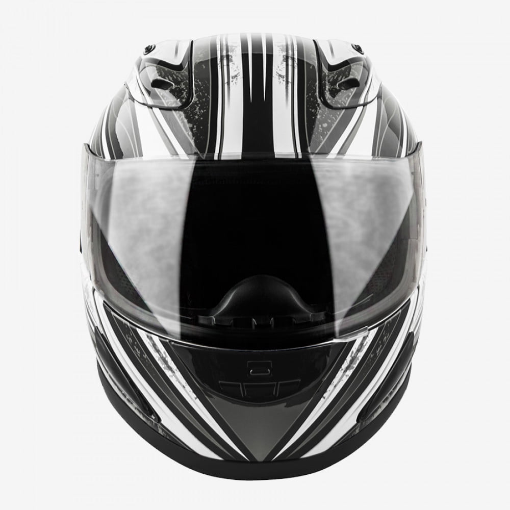 Raider Octane Full Face Motorcycle Helmet DOT Approved / Black/Silver/Grey - Medium