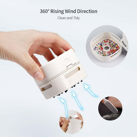 xjwjuw Wireless Mini Desktop Vacuum Cleaner, Portable Handheld Dust Collector for Home Office Car, Compact Vacuum with Strong Suction for Paper Ash Hair Rubber Keyboard, Easy Use Table Cleaner