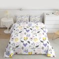 thumbnail image 2 of Homewish Cute Loves Queen Comforter Set,Cartoon Flower Floral Bedding Sets,White Purple Yellow Bedding Comforter Set For Girl,Super Cozy Room Decor Reversible,3-Piece, 2 of 8