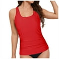 thumbnail image 5 of GEWSEY Women Tankini Top Only - High Neck Bathing Suit Tummy Control Swim Top 2025 Red, 2XL, 5 of 9