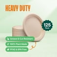 thumbnail image 2 of Paper Plates, 100% Compostable Heavy Duty, Disposable 7 Inch, Small Dessert Plate - [125-Pack] Eco-Friendly, Biodegradable Bagasse Natural Brown 7" Small Plates - (PFAS-Free) - (BPI Certified), 2 of 4