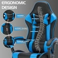 thumbnail image 6 of Ergonomic Gaming Chair with Footrest,PVC Leather Video Game Chair for Adults,Headrest & Lumbar Support,Adjustable Backrest,Black+Blue, 6 of 8