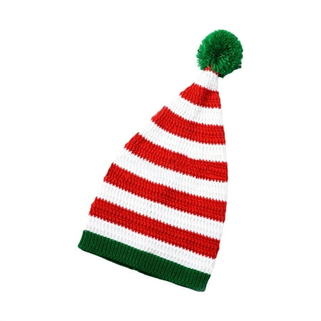 Gureui Kids Adults Creative Christmas Santa Hat, Striped Knitting Plush Ball Holiday Supplies Decorations, Christmas Gifts