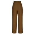 thumbnail image 6 of ShomPort Summer Fashion Wide Leg Pants for Women Business Straight Pants High Waist Button Trousers with Pockets, 6 of 6