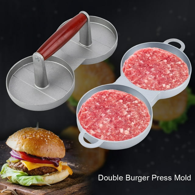 Dekaim Hamburger Press Mold, Aluminum Alloy Non-Stick Double Burger Press Mold Hamburger Meat Beef Kitchen Tools