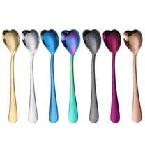 QZS 7 Pcs Heart Shaped Spoons, Stainless Steel Music Bar Dessert Spoon, Wedding Creative Love Ice Spoon,Flatware Silverware Set Tableware Cutlery Set for Holiday Gift, Multicolor
