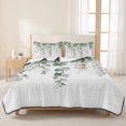 thumbnail image 3 of King Quilt Set 96''x106'', Retro Eucalyptus Leaves Lightweight Summer Bedspread Coverlet Set with 2 Pillow Shams, Rustic Pastoral Botanical Breathable All Season Quilt Bedding for Bedroom/Guest Room, 3 of 9